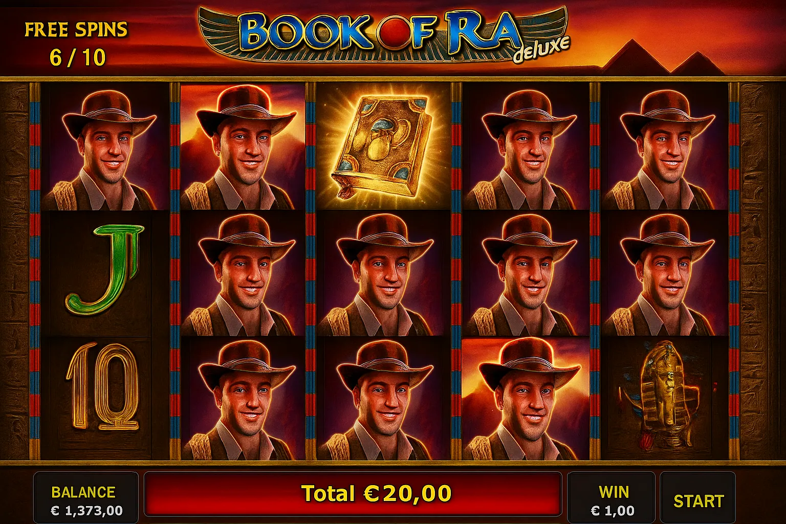 Геймплей Book of Ra Deluxe с фриспинами