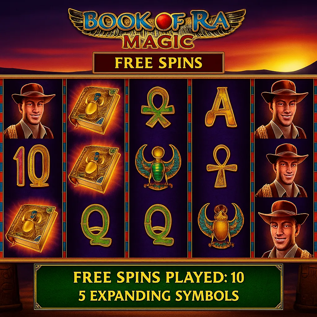 Геймплей Book of Ra Magic с фриспинами